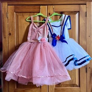 Pink Sequin and White Sailor Kids Costume Set